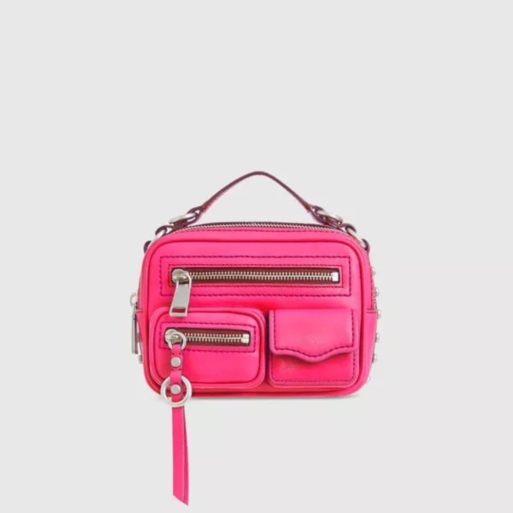 Rebecca Minkoff Jett Leather Boxy Mini Crossbody Bougainville